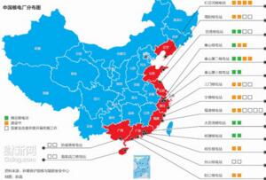 2019中国核电站分布图，截止2018年共计22座(其中11座在建)