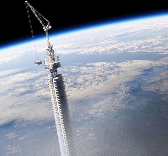 中国9000000米大厦图片 能穿过大气层进入天空中(不存在)